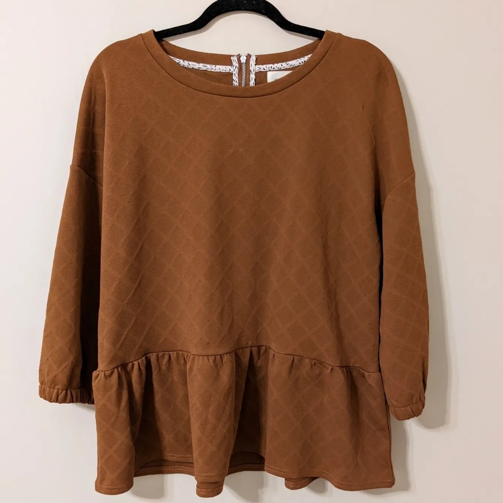 Brown Peplum Nordstrom Top Size L